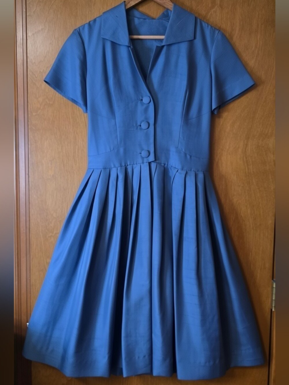 True Vintage 50s Blue Fit And Flare Housewife Dress 1950s 1960s 60s